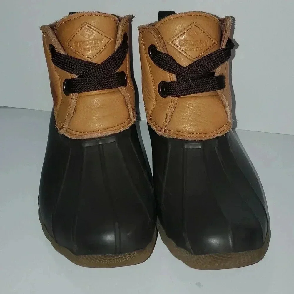 Sperry Women's Saltwater 2-Eye Leather Tan/Brown Rain Boot Women's Size 7